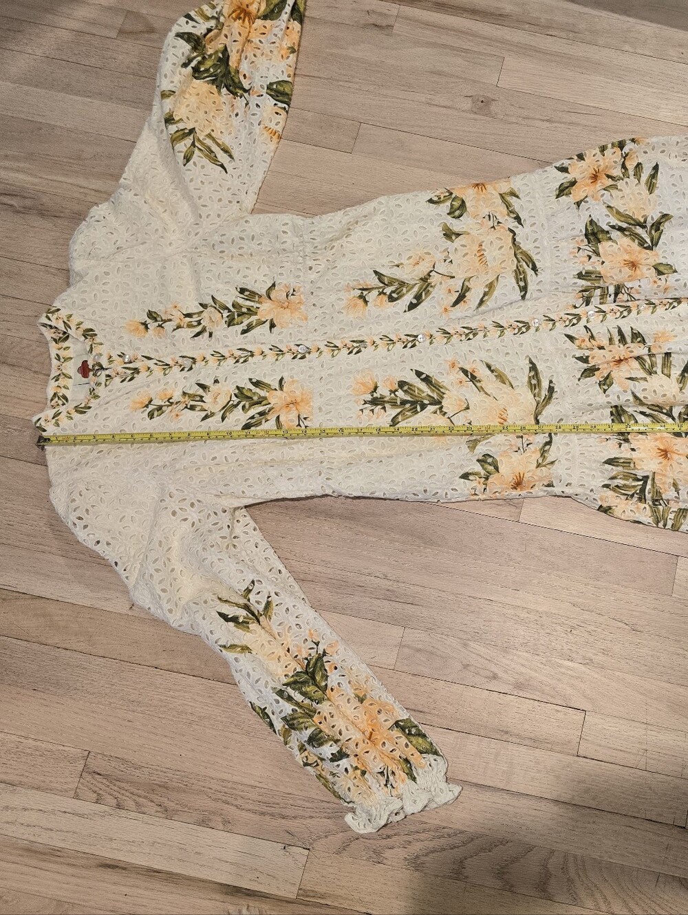 FARM Rio Cream Eyelet Maxi Dress with Yellow Floral Border - Picture 3 of 5